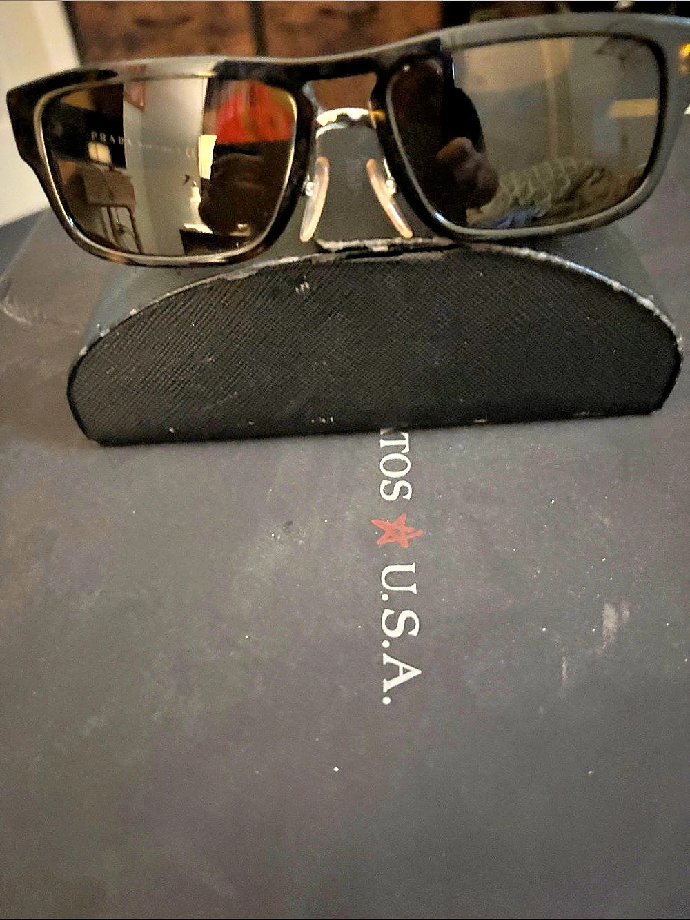 Prada SPR 08O Conceptual Sunglasses Dark Brown Tortoiseshells Rectangular Glasse